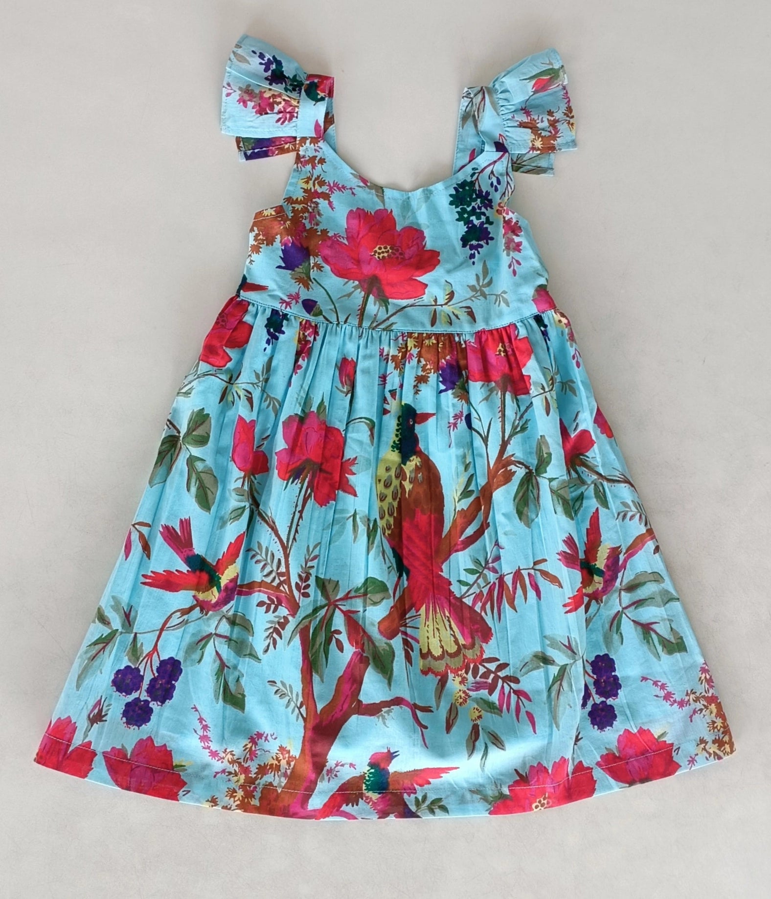 Turquoise Dress with Gathered Bottom