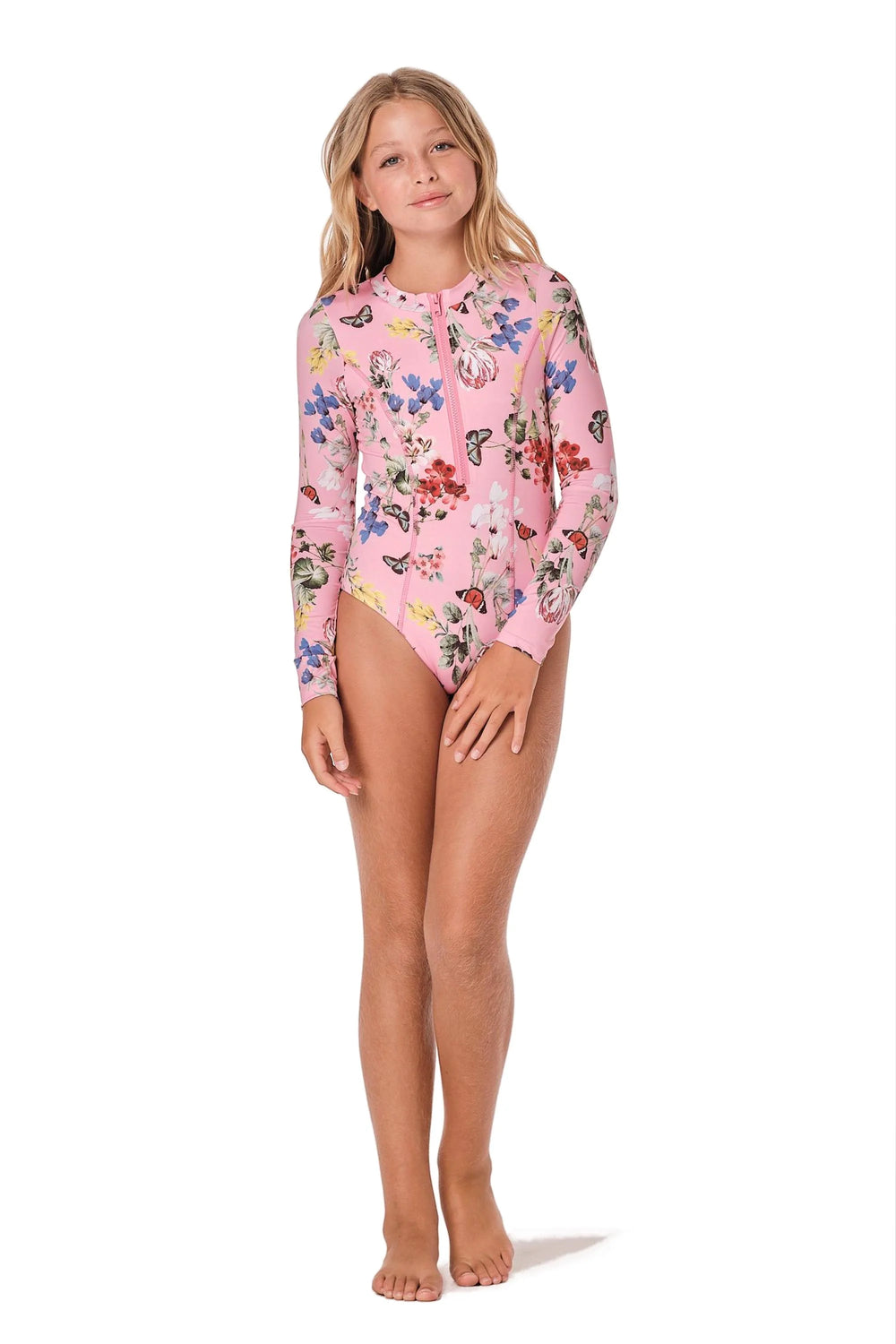 Girls Long Sleeve Bathing Suits/One Piece