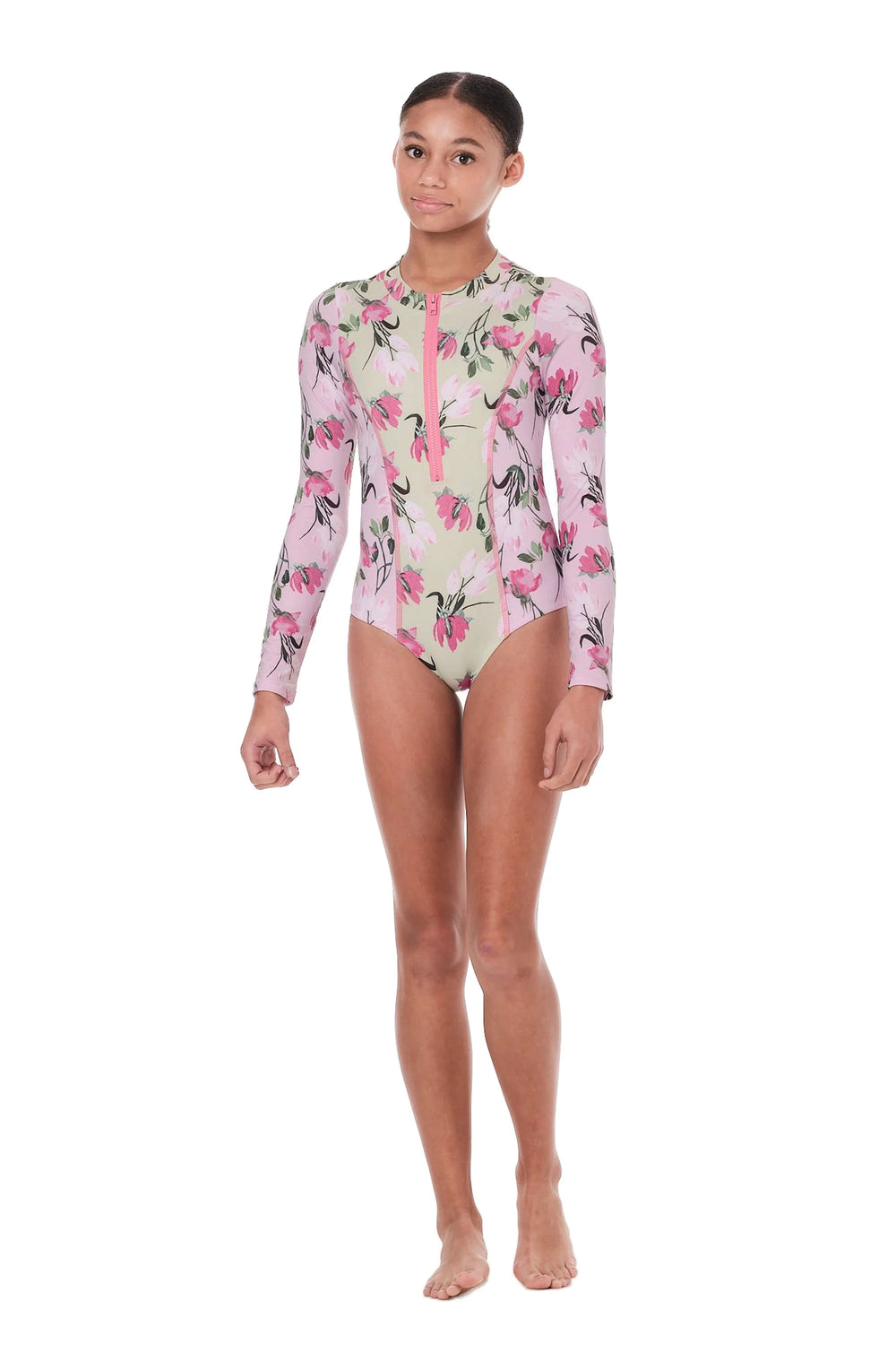 Girls Long Sleeve Bathing Suits/One Piece