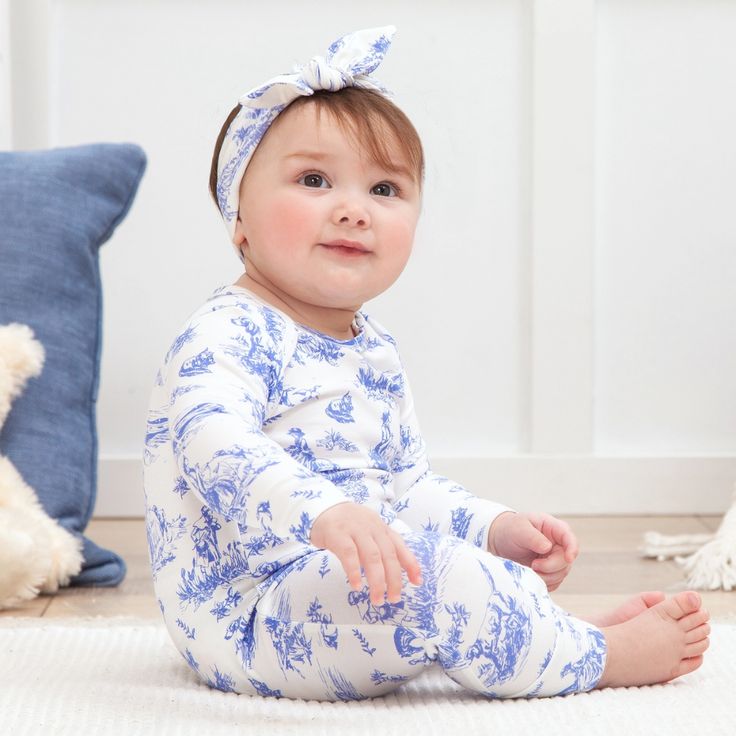 Blue Toile Onesie
