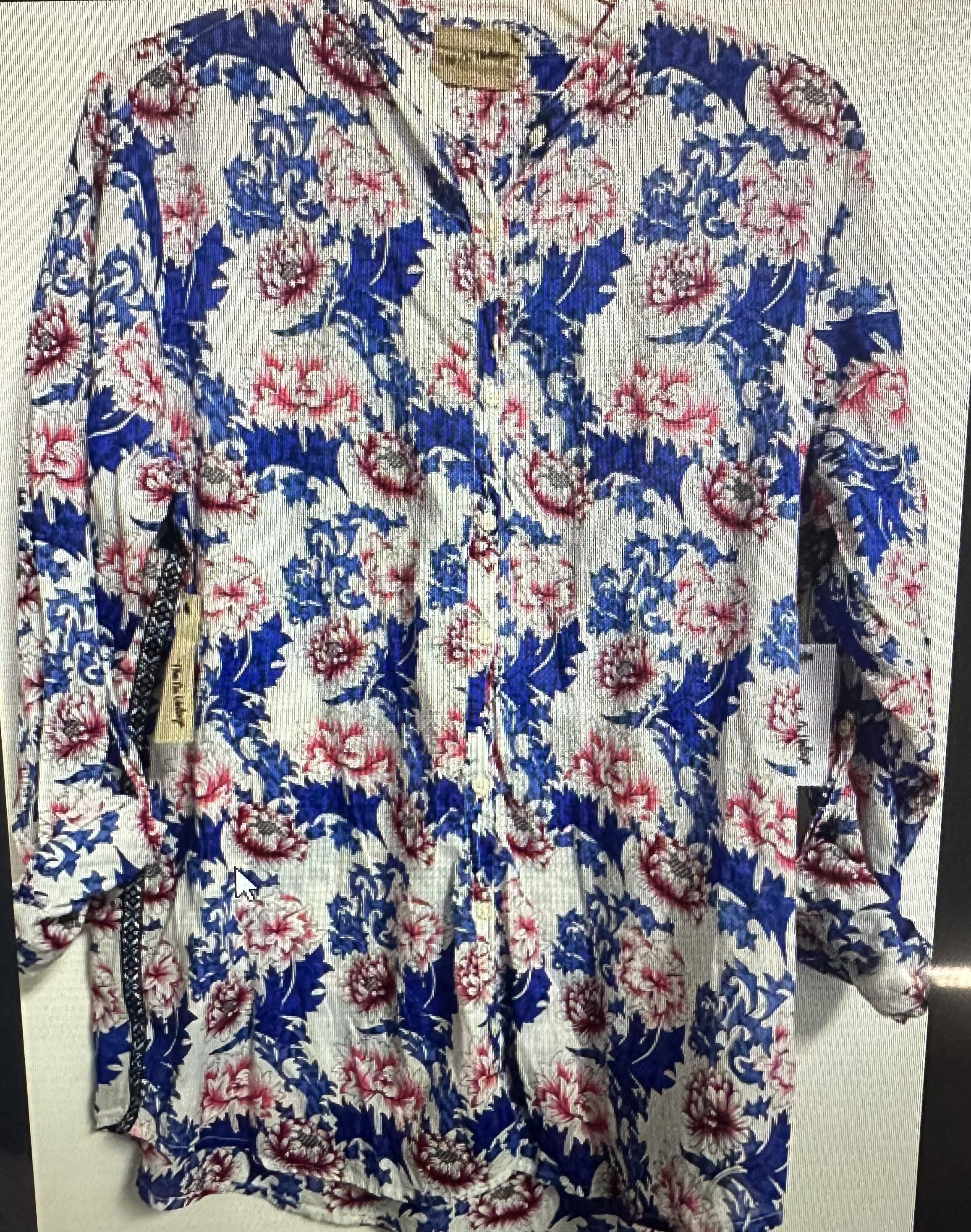 Vintage Floral Button Down with Skull Patch-BEST SELLER