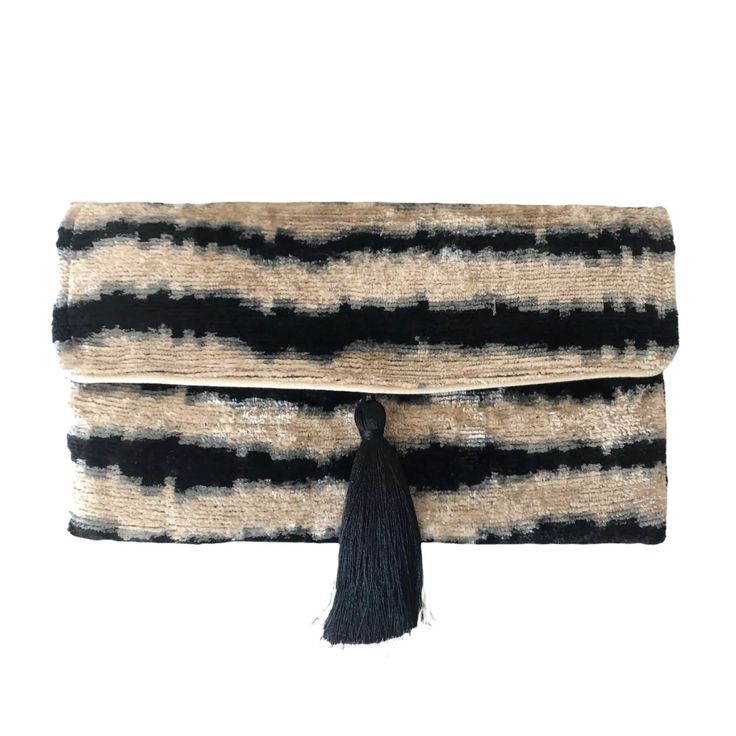 Ikat Black & White Clutch