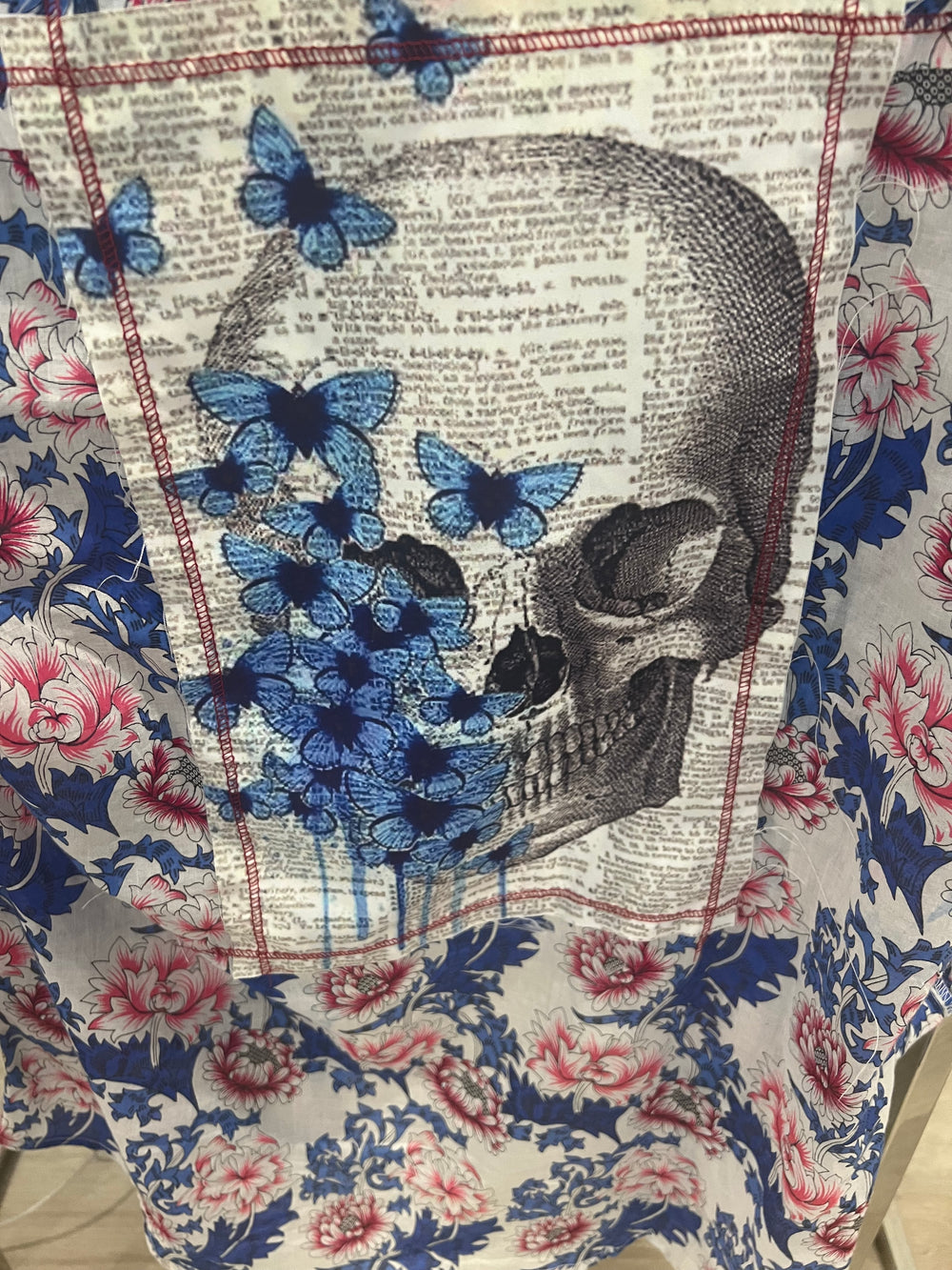 Vintage Floral Button Down with Skull Patch-BEST SELLER