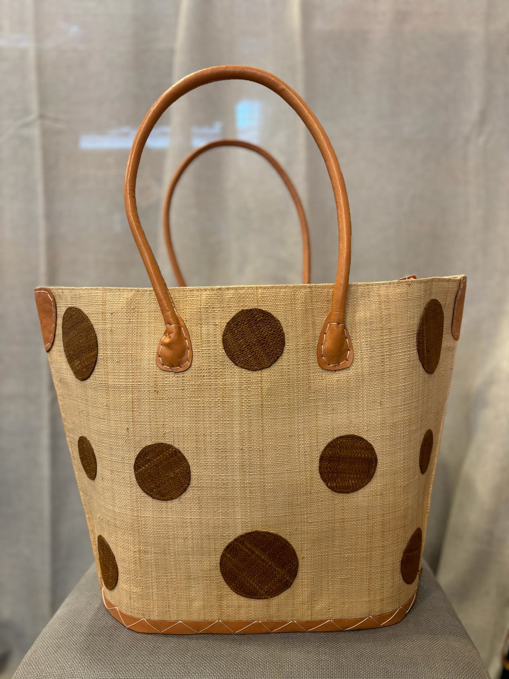Totes with Polka Dot Raffia