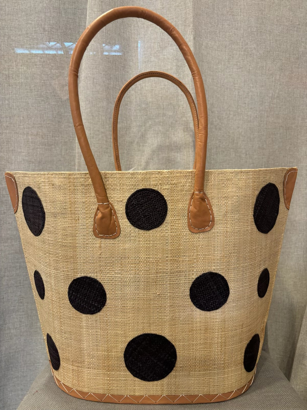 Totes with Polka Dot Raffia