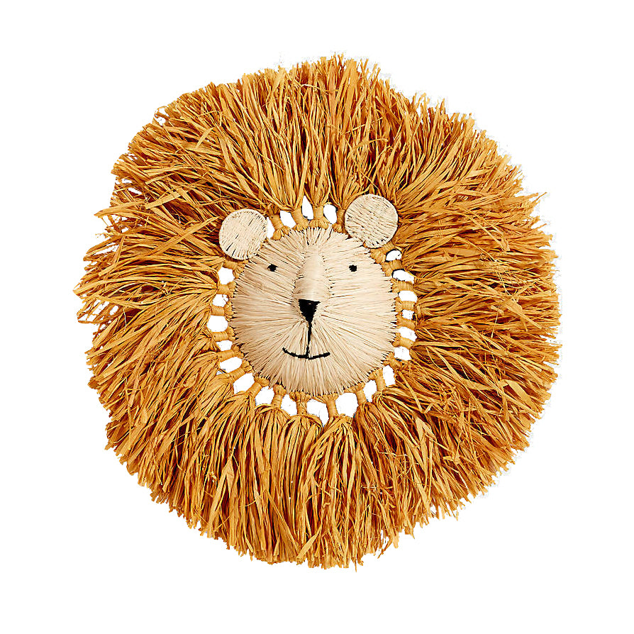 Raffia Lion Head Wall Hanging